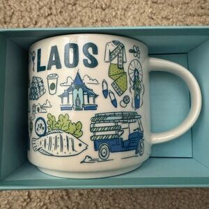 Starbucks - Laos Illustrated White 14 do oz Mug - Been There Series